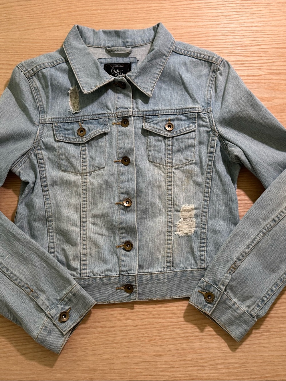 Cotton On Light Blue Distressed Denim Jacket